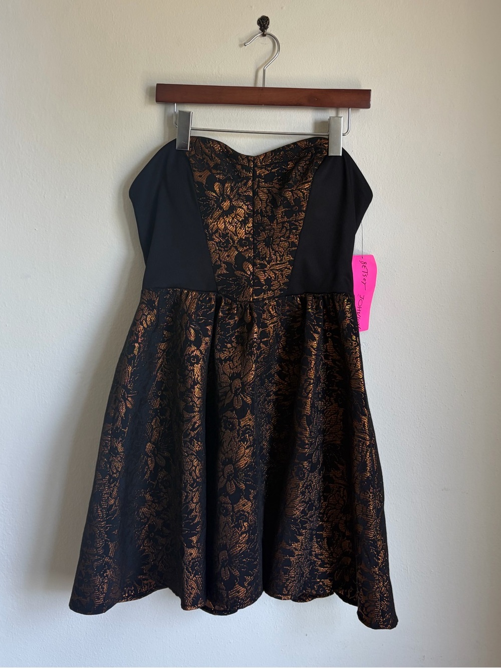 NWT Betsey Johnson Strapless Bronze Metallic Sweetheart Cocktail Dress